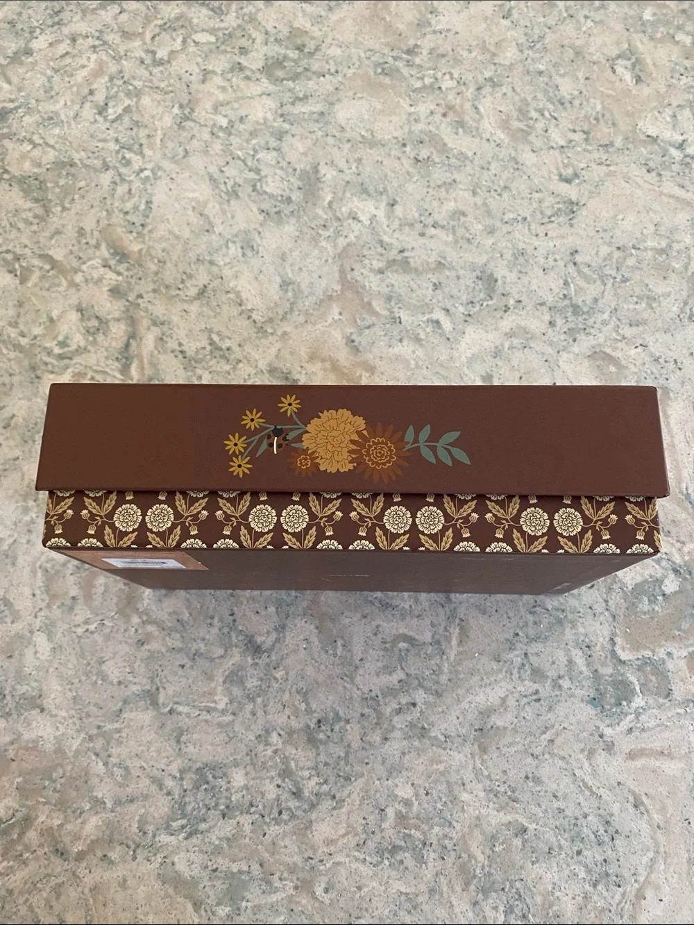Decorative Brown Floral Storage Box - Home Organization